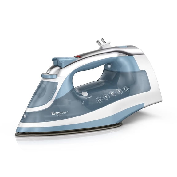 Steam Iron Retractable Cord Gray: 1200W Nonstick Soleplate, Anti-Drip, Vertical Steam, Comfort-Grip Handle
