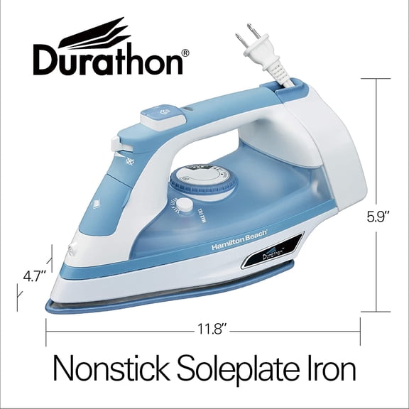 Steam Iron & Vertical Steamer for Clothes with Scratch-Resistant Soleplate, Adjustable Steam Settings + 8’ Cord Wrap, 3-Way Auto Shutoff, Anti-Drip, Self-Cleaning, 1500 , Blue