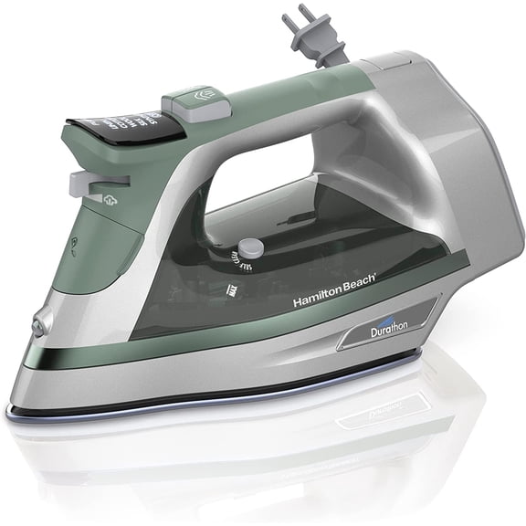 Steam Iron and Vertical Steamer with Scratch-Resistant Soleplate Digital Fabric Selector 8 Foot Retractable Cord 3 Way Auto Shutoff Anti Drip 1800 Watts Bestseling