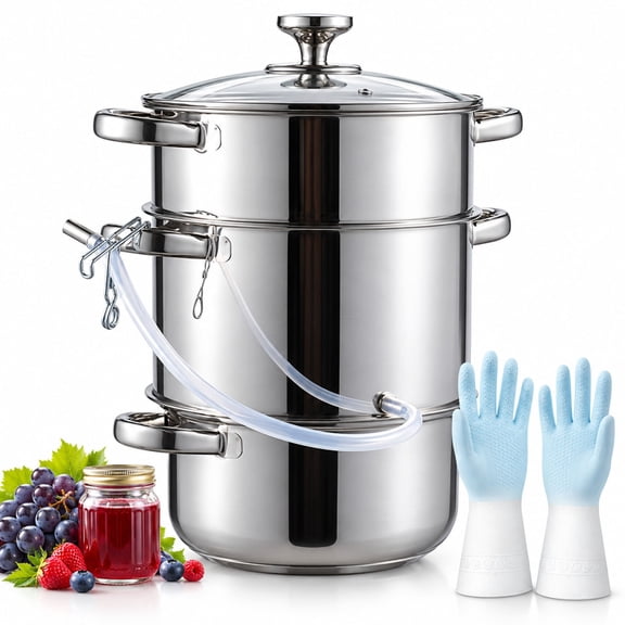Steam Juice Extractor,Stainless Steel 3-Tier Juicer Pot with Hose Clamp for Fruit,Jelly & Jam