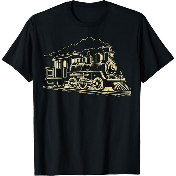 Steam Locomotive Train Vintage Railroad Steam Engine T-Shirt men and women can wear, black, white, gifts