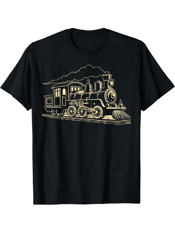 Steam Locomotive Train Vintage Railroad Steam Engine T-Shirt men and women can wear, black, white, gifts