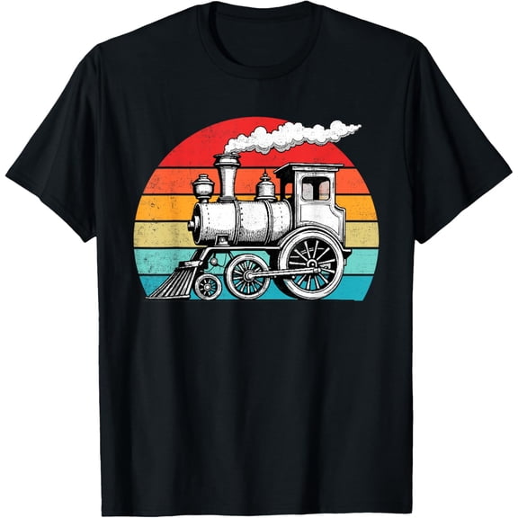 Steam Locomotive Train Vintage Railroad Steam Engine T-Shirt men and women can wear, black, white, gifts