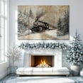 thumbnail image 1 of Steam Locomotive Wall Art Train on Railroad Print Winter Festive Spirit Poster Winter Forest Decor Seasonal Decor Gift Idea Ready to Hang, Unframed Poster Size 24x36, 1 of 4