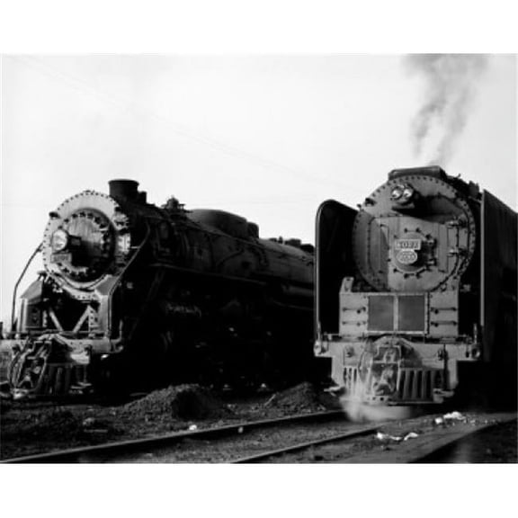 Steam Locomotives on Side Track Poster Print - 18 x 24 in.