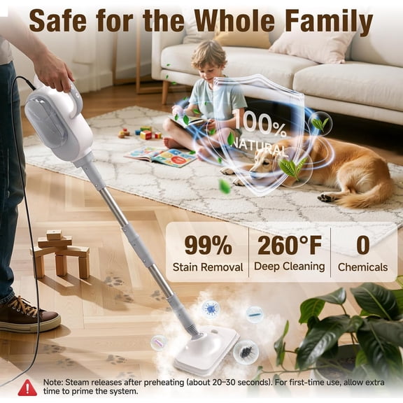 13-in-1 Handheld Steam Mop with 500ML Tank and 23FT Cord for Deep Floor Cleaning