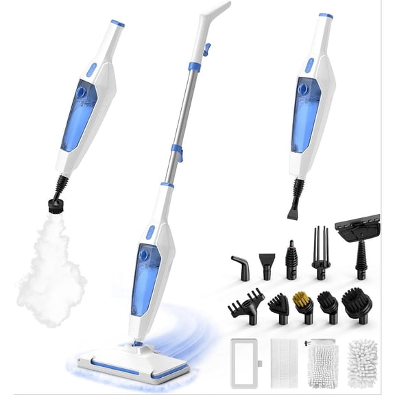 Steam Mop, 14-in-1 Detachable Steam Cleaner for Home and Floor, 1300W 228°F Deep Cleaning MultiPurpose Floor Steamer with 14 Attachments for Hardwood Floors, Tile, Grout, Furniture, Carpet, Wall