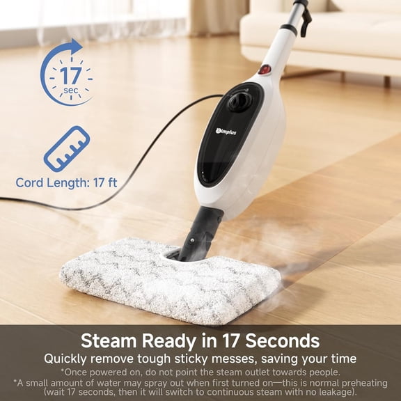 Steam Mop, 8-in-1 Steam Cleaner, 17S Heat Up, Floor Steamer Double-Sided Flip Design, Suitable for Kitchen, Bathroom, Wood Floor, Tile, Windows, Clothes, Whole Home Cleaning