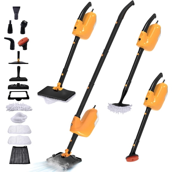 Steam Mop, All-in-one Handheld Cleaner with 13 Attachments, 23FT Cord, 11.83OZ Removable Tank, Adjustable Height Mops for Floor Cleaning, Hardwood Floors, Carpets, Tiles, Windows