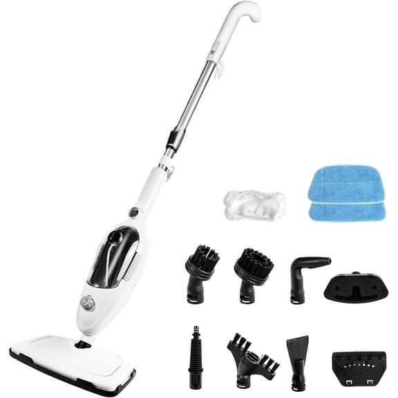 Steam Mop Cleaner 10-in-1 with Convenient Detachable Handheld Unit, Laminate/Hardwood/Tiles/Carpet Kitchen - Garment Clothes Pet Friendly Steamer Whole House Multipurpose Use