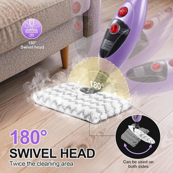 Steam Mop Cleaner with Detachable Handheld Steamer, 13.5 oz Tank, 20FT Cord, Fast Heat-Up, 10-in-1 Multi-Surface Cleaning for Floors, Tiles & Grout