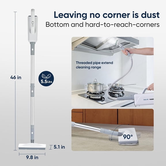 Steam Mop for Floor Cleaning, Steam Cleaner for Home with Handheld 6-in-1 Multi-function Attachments for Hardwood Floors, Clothes, Windows, Tiles Grout, Furniture Cleaning (White-Gray)
