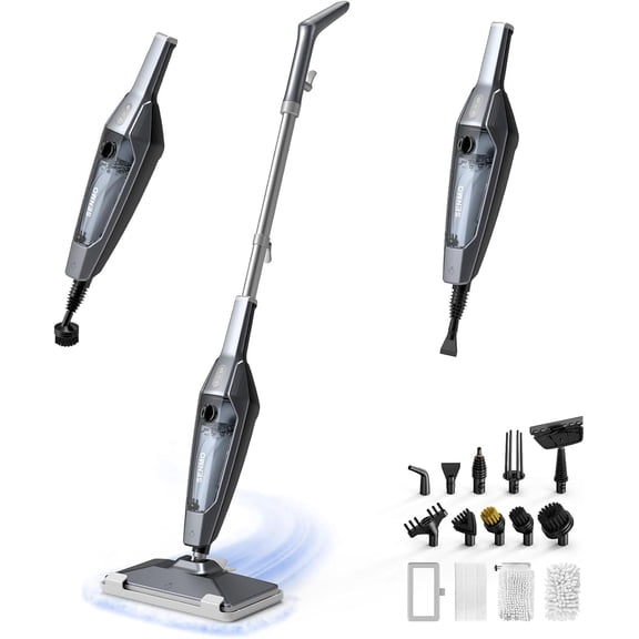 Steam Mop and Handheld Steam Cleaner, 1300W, 228 F, 14-in-1 Detachable Multi-Surface Steamer with 14 Attachments for Floors, Tiles, Grout, Furniture, Carpets, and Walls