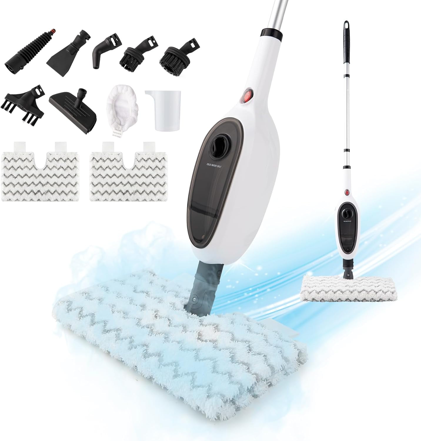 Steam Mop, REECOO Floor Steamers for Hardwood and Tile, 10in1