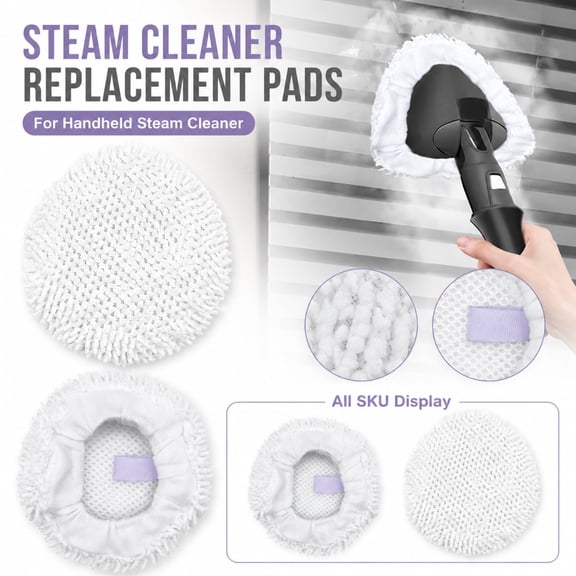 Steam Mop Replacement Pads, Reusable Pads, Vacmop Pads Refills, Microfiber Mops for Floor, 6 Inch Diameter Washable Chenille Refill Covers, Fit for Handheld Steam Cleaner Mops for