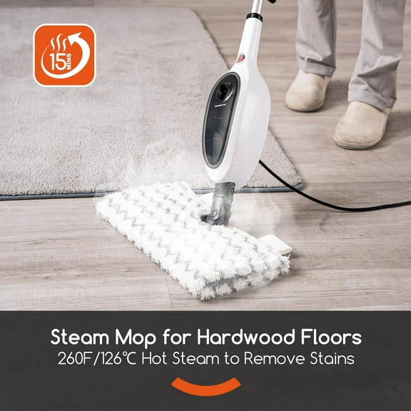Steam Mop for Floor Cleaning, Double-Sided Flip Design, 15s Fast Heat Up, 10-in-1 Cleaner for Kitchen Wood Tile