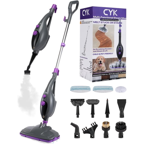 Steam Mops for Floor Cleaning, 12 in 1 Handheld Cleaner Home, Steamer Hardwood Floors and Tile(Purple-grey)