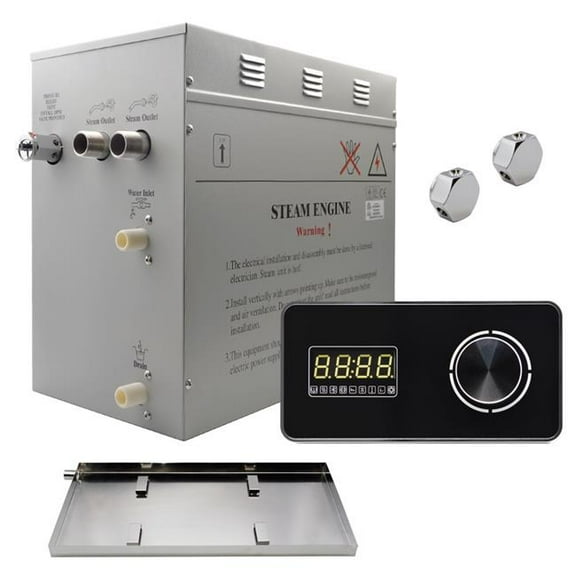Steam Planet GH12LBP Superior Encore 12 kW Self-Draining Steam Bath Generator Kit & Horizontal Digital Keypad & Drip Pan, Black