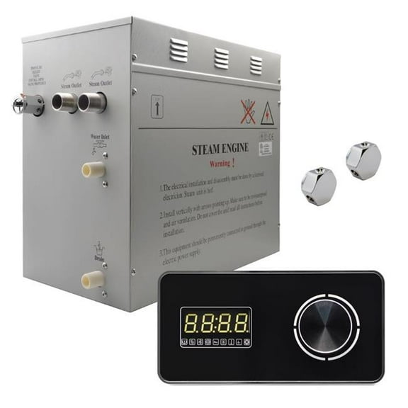 Steam Planet GH12LB Superior Encore 12 kW Self-Draining Steam Bath Generator Kit & Horizontal Digital Keypad, Black