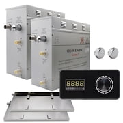 Steam Planet GH18LBP Superior Encore 18 kW Self-Draining Steam Bath Generator Kit & Horizontal Digital Keypad & 2 Drip Pan, Black