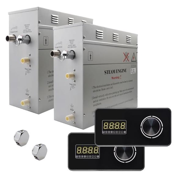 Steam Planet GH18LBA Superior Encore 18 kW Self-Draining Steam Bath Generator Kit & Dual Horizontal Digital Keypad, Black