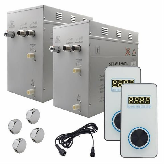 Steam Planet GH24VWU Superior Encore 24 kW Self-Draining Steam Bath Generator Kit & Dual Vertical Digital Keypad, White