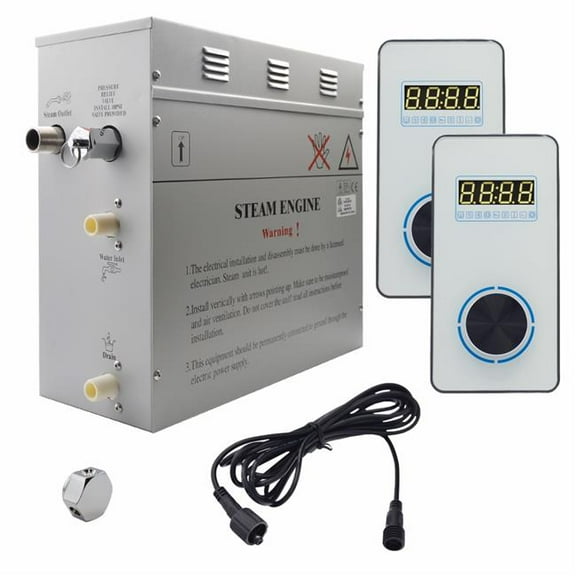 Steam Planet GH6VWU Superior Encore 6 kW Self-Draining Steam Bath Generator Kit & Dual Vertical Digital Keypad, White