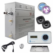 Steam Planet GH18LWPX6E Superior Encore Plus 18 kW Self-Draining Steam Bath Generator Kit & Bluetooth Horizontal Digital Keypad, 2 Drip Pans & Multi-Colored Lights, White