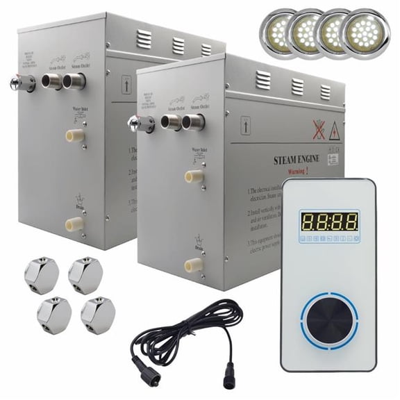 Steam Planet GH24VWX Superior Encore Plus 24 kW Self-Draining Steam Bath Generator Kit & Bluetooth Vertical Digital Keypad, White