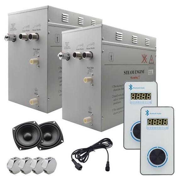 Steam Planet GH24VWXU Superior Encore Plus 24 kW Steam Bath Generator Kit & Dual Bluetooth Vertical Digital Keypad, White