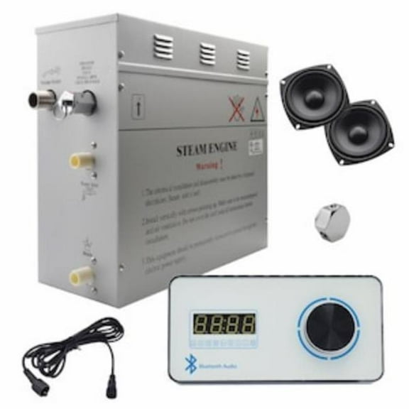 Steam Planet GH6LWX Superior Encore Plus 6 kW Self-Draining Steam Bath Generator Kit & Bluetooth Horizontal Digital Keypad, White