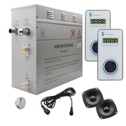 Steam Planet GH6VWXU Superior Encore Plus 6 kW Steam Bath Generator Kit & Dual Bluetooth Vertical Digital Keypad, White