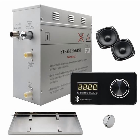 Steam Planet GH9LBX Superior Encore Plus 9 kW Self-Draining Steam Bath Generator Kit & Bluetooth Horizontal Digital Keypad, Black