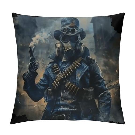 Steam Punk Assassin And Steampunk World Aesthetic Throw Pillow