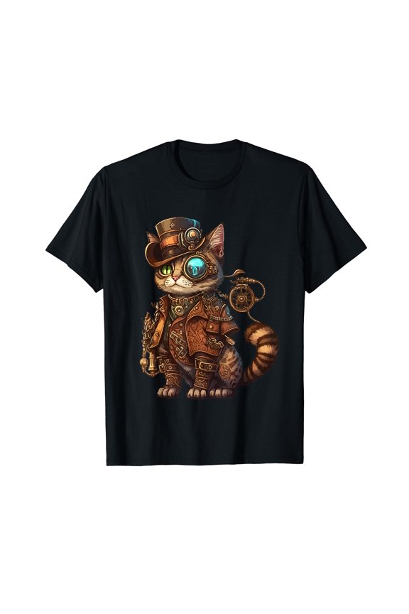 Steam Punk Cat Kitten Kitty Steampunk Cotton T-Shirt