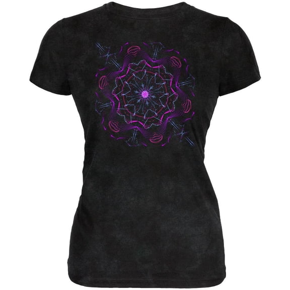 Steam Punk Gear Mandala Juniors Soft T Shirt Charcoal Black Triblend X-LG