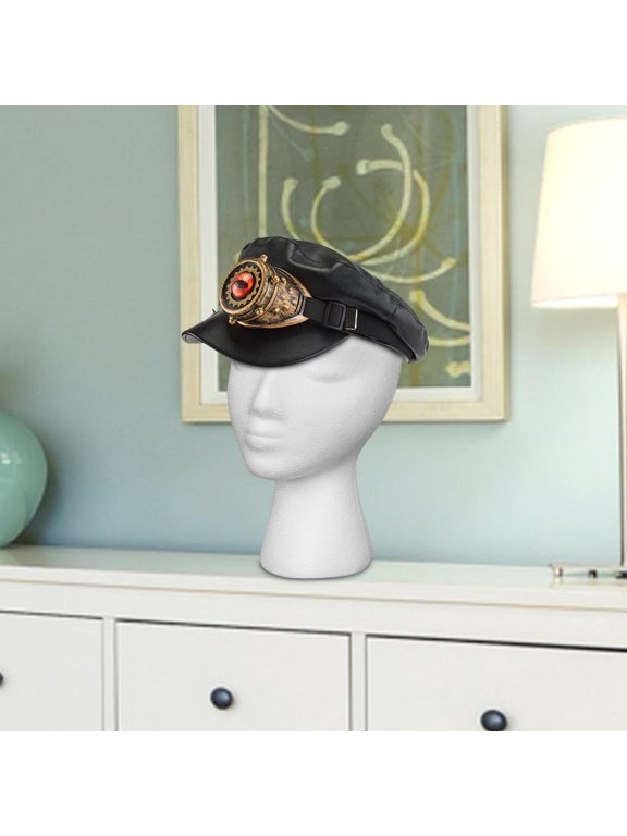 Steam Punk Hat Unisex Gothic Studded Cap Headgear PU Leather Cabbie Cap for Punk
