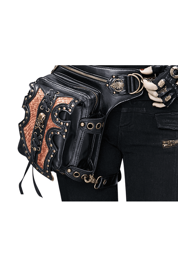 Steam Punk Motorcycle Bag Single Shoulder Crossbody Bag Women's Belt WAIST Bag Men's synthetic leather