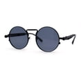 thumbnail image 1 of Steam Punk Round Circle Lens Metal Rim Retro Victorian Spring Arm Sunglasses All Black, 1 of 4