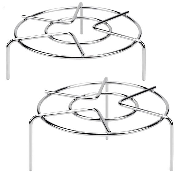 18/8 Stainless Steel Round Steam Rack Trivets, 2" & 2.8" Tall, Fits 3-Qt & 6-Qt Pressure Cookers, 2-Pack