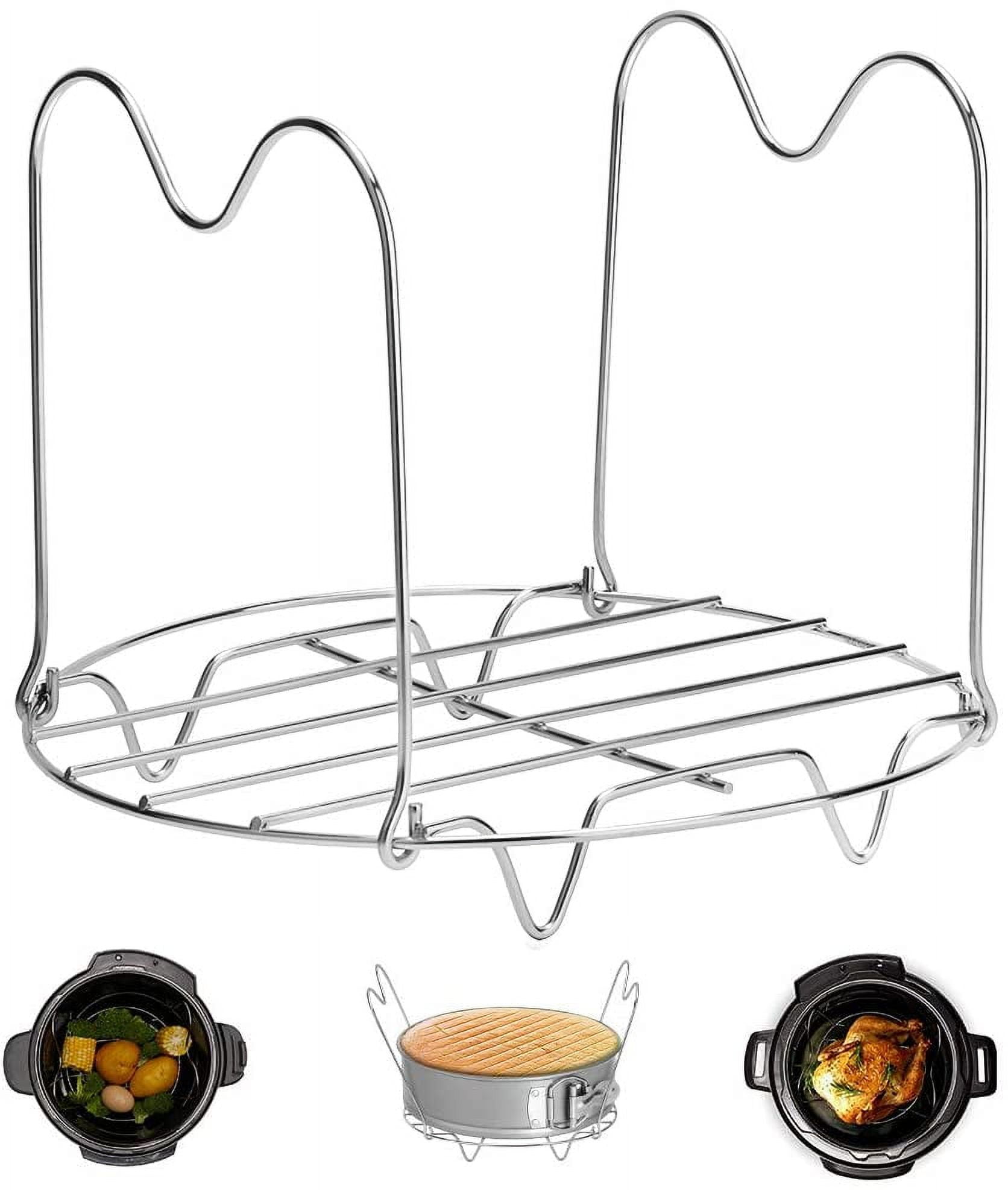 HapWay Steamer Rack Trivet with Heat Resistant Silicone Handles Compatible  with Instant Pot 6 & 8 qt Accessories, Stainless Steel Steaming Rack Trivet  Stand for…