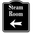 thumbnail image 1 of Steam Room Left Arrow BLACK Aluminum Composite Sign, 8.5"x10", 1 of 9