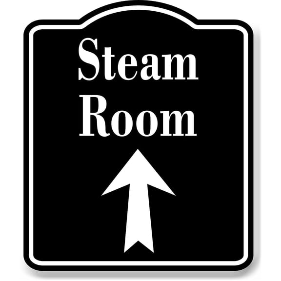 Steam Room Up Arrow BLACK Aluminum Composite Sign, 8.5"x10"