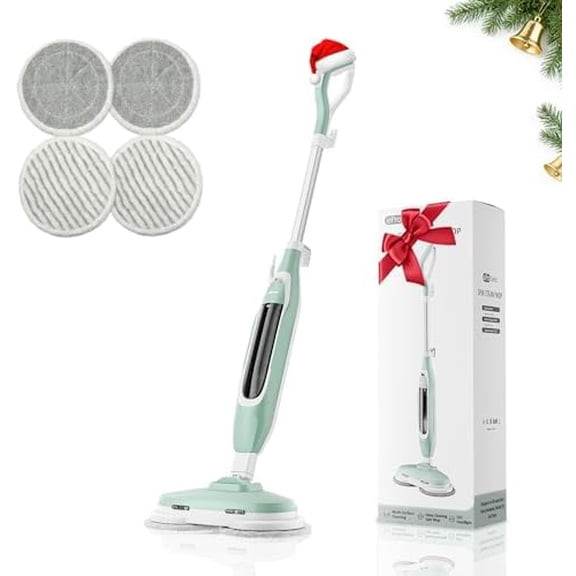 Steam & Scrub Steam Mop, All-in-One Scrubbing and Sanitizing Hard Floor Cleaner, LED Headlights, 4 Dirt Grip Soft Scrub Pads Included, L Water Tank, Swivel Steering, Light green