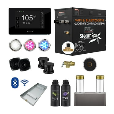 Black Series 10.5KW Steam Bath Generator with Advanced Control, BLUETOOTH WIFI, and Dual Aroma Pump in Matte Black