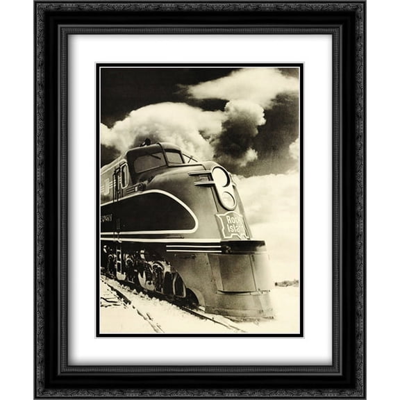 Steam Train 2x Matted 20x24 Black Ornate Framed Art Print