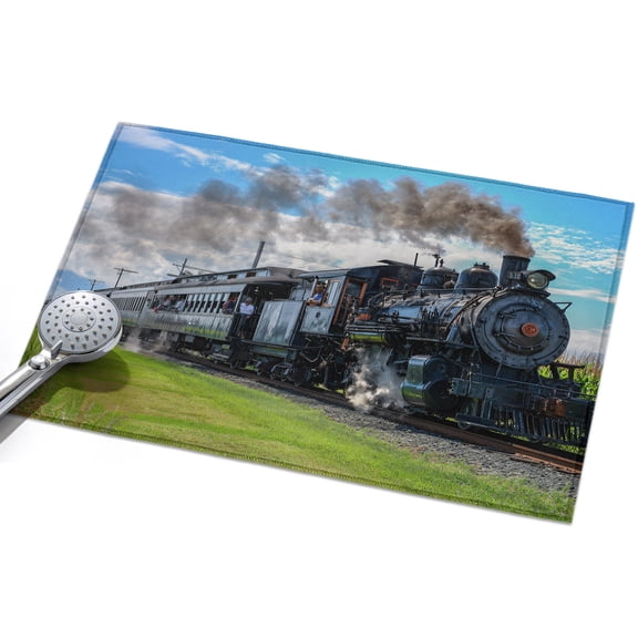 Steam Train 2x3ft Non Slip Area Rug Railways Trees Landscape Modern Washable Soft Area Rugs for Living Room, Indoor Circle Carpet for Bedroom Dining Room Kitchen