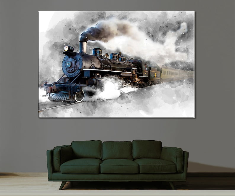 Steam Train Canvas Art: Vintage Locomotive Poster, Room Décor 24x36 ...