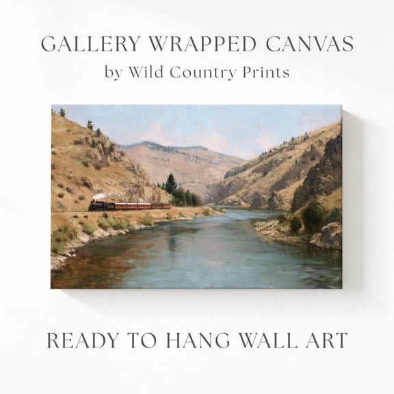 Steam Train Canyon River Railroad Scene Collector Ranch House Lodge Poster