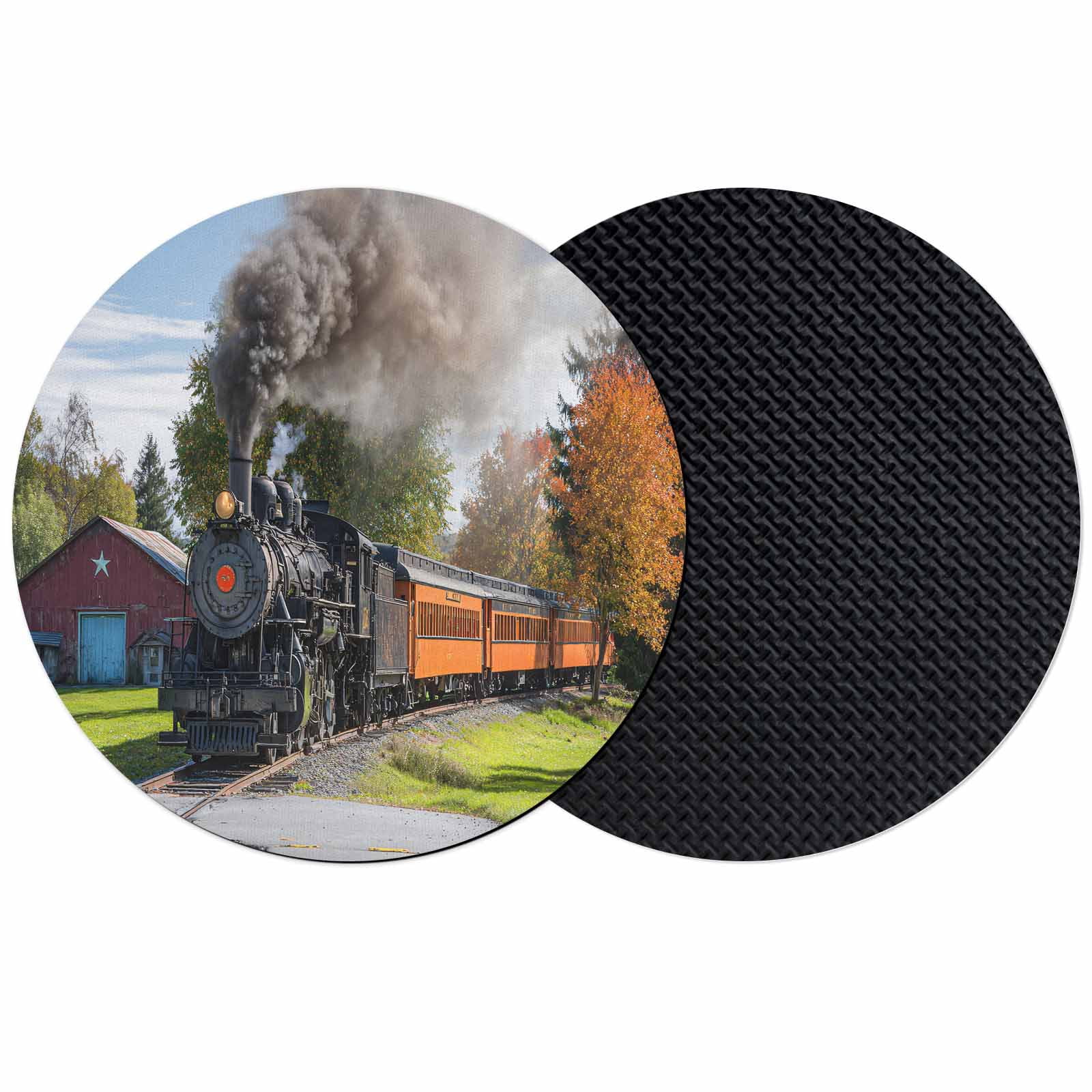 Steam Train Coasters Set of 2, Absorbent Coasters for Drinks, Railroad ...
